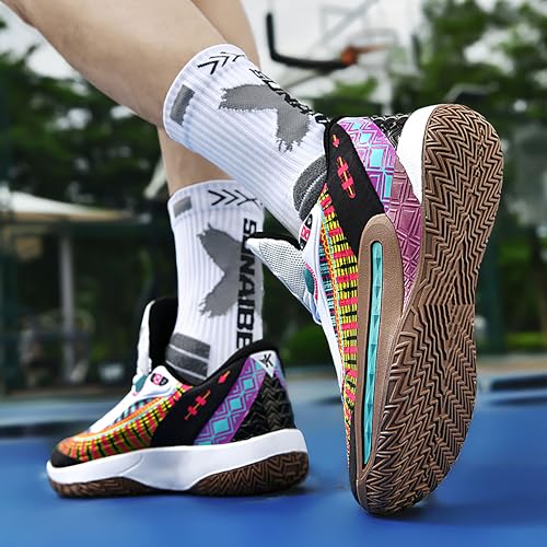 Image of Men's High-Top Basketball Shoes Anti-Slip and Wear-Resistant Soles Running Shoes Graffiti Design Fashionable Sports Shoes