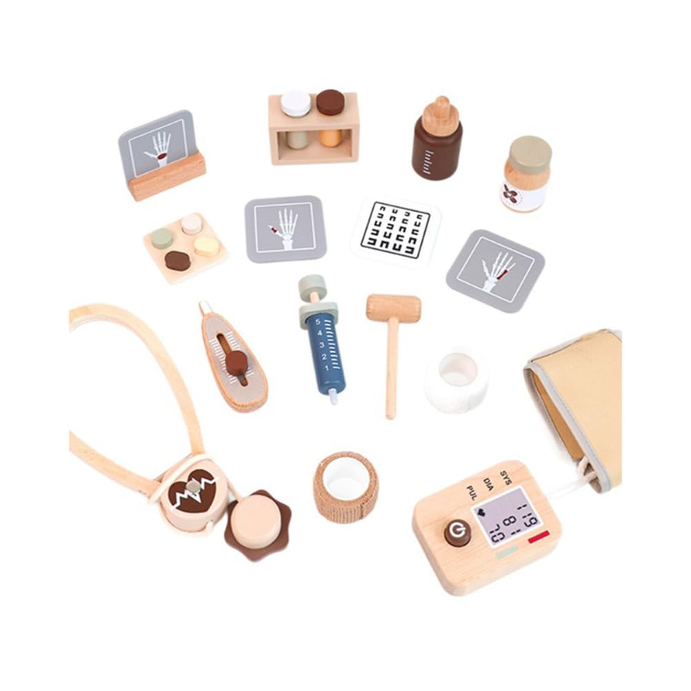 Set de Juego de Imitación de Médico de Madera, Juguete de Kit Médico para Niños