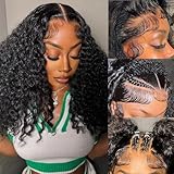 Simeider 13x6 Deep Wave Lace Front Wigs Human Hair 18 Inch HD Transparent Lace Frontal Wigs Human Hair Deep Wave Wigs For Women 200 Density Deep Curly Human Hair Wigs Pre Plucked With Baby Hair