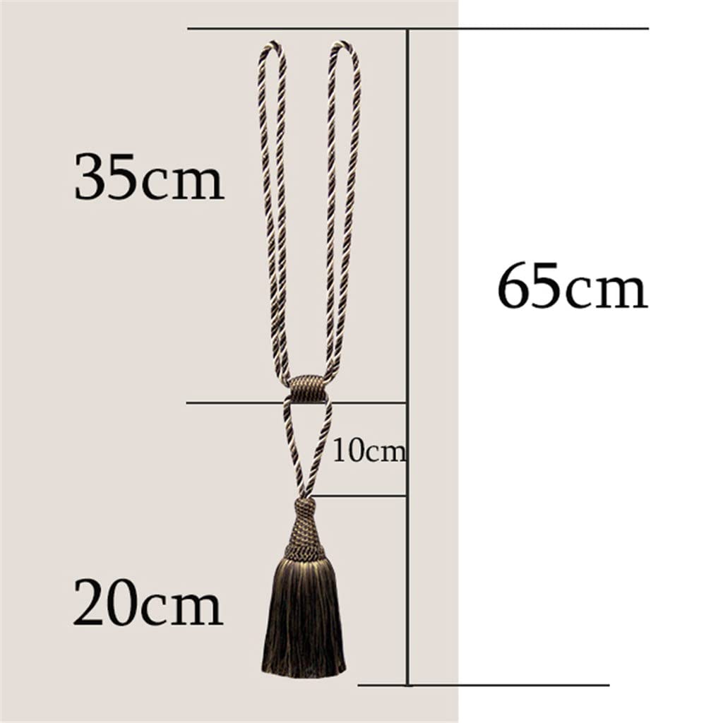 Générique 2 Pcs Glands Rideau Embrasse Or Boule Suspendue Tresse Corde Fenêtre Drapé Chambre Accessoires Rideaux Titulaire Boucle Sangle (Couleur : A, Taille (A comme Le Montre l'image)