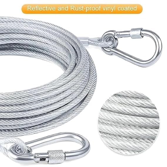 Image of Heavy Duty Clothes Drying Rope 10 Meter with Hooks | Strong Steel Clothesline for Balcony, Bathroom, Travel & Camping | Rust-Resistant Durable Cloth Line for Indoor & Outdoor Use (Silver)