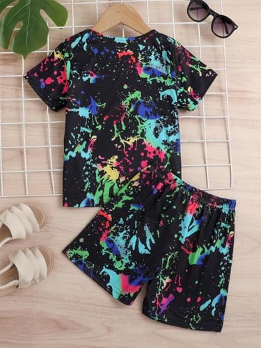 Image of OLMRJKD Kid Toddler Girl Clothes Summer Short Sleeve Figure Graphic Tee Shirt + Shorts Summer Outfits Set