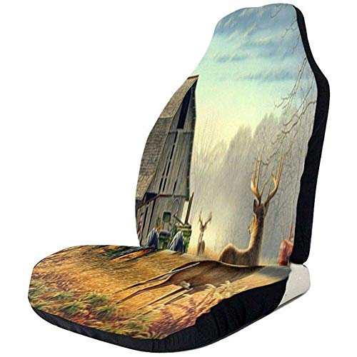 Fall Ing Tractor viejo y ciervos salvajes Fundas para asientos de automóvil Almohadilla para asiento de automóvil Protector de asiento de...