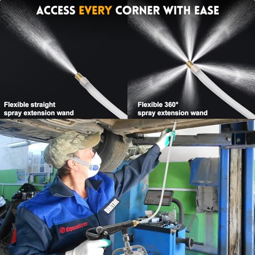 Image of Undercoating Spray Gun with 33.82oz Suction Feed Cup, 360 & Straight Spray Hoses and Air Rust Connector, for Truck Bed Liner Coating, Rubberized Undercoat, Rust Proofing