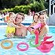 RNHDLY 10 Stück Flamingo Aufblasbar Wurfspiel, Ringwurfspiel Kinder, Aufblasbare Wurfspiel Kinder Outdoor, Wurfspiel Flamingo Aufblasbare mit 8 Ringe für Sommer Hawaii Party Hochzeit Sommer Pool Party