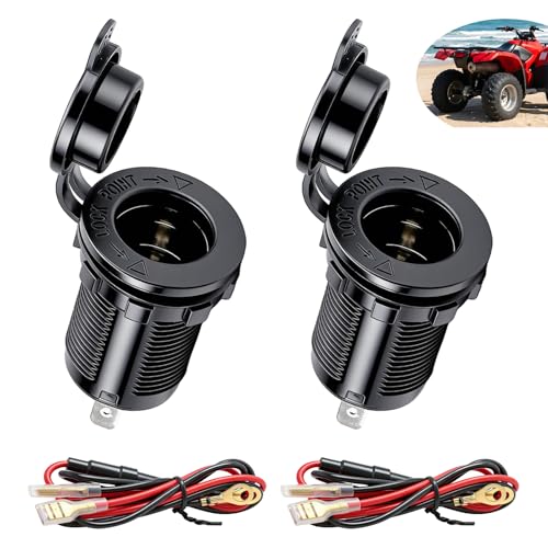2 Pièces Allume Cigare Voiture, Prise 12v Voiture, Prise Allume Cigare Marine Étanche Adaptateur Étanche avec Câble 1 m et Fusible Métallique, pour Moto, Bateau, Camping-Car, Marine, VTT, Tracteur
