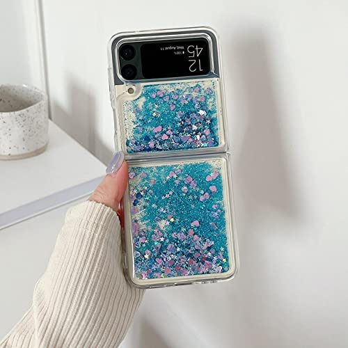 Coque antichoc Samsung Z Flip 4 pour éviter les rayures avec paillettes bleues