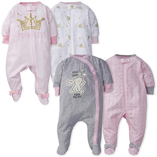 Image of Gerber Baby-Girls 4 Pack Sleep 'N Play Footie