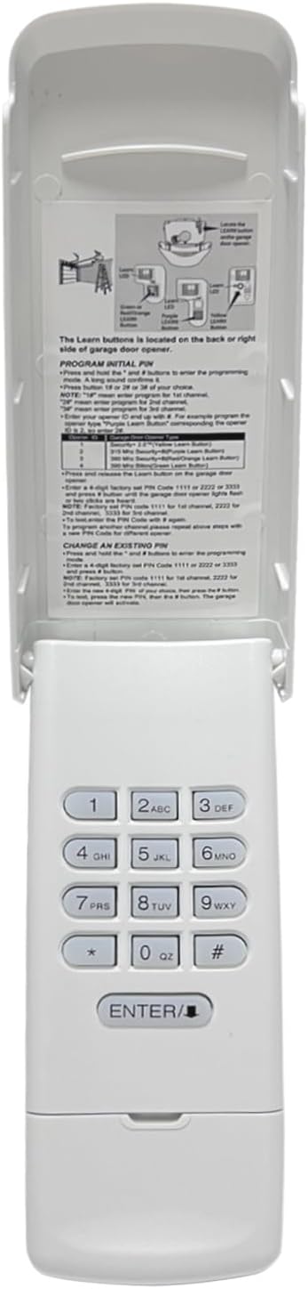 877MAX Garage Door Opener Keypad Universal, Compatible with All LiftMaster Garage Door Openers Manufactured Since 1993, Green,Orange,Red,Yellow,Purple Learn Button, 315 or 390 MHz (Black)