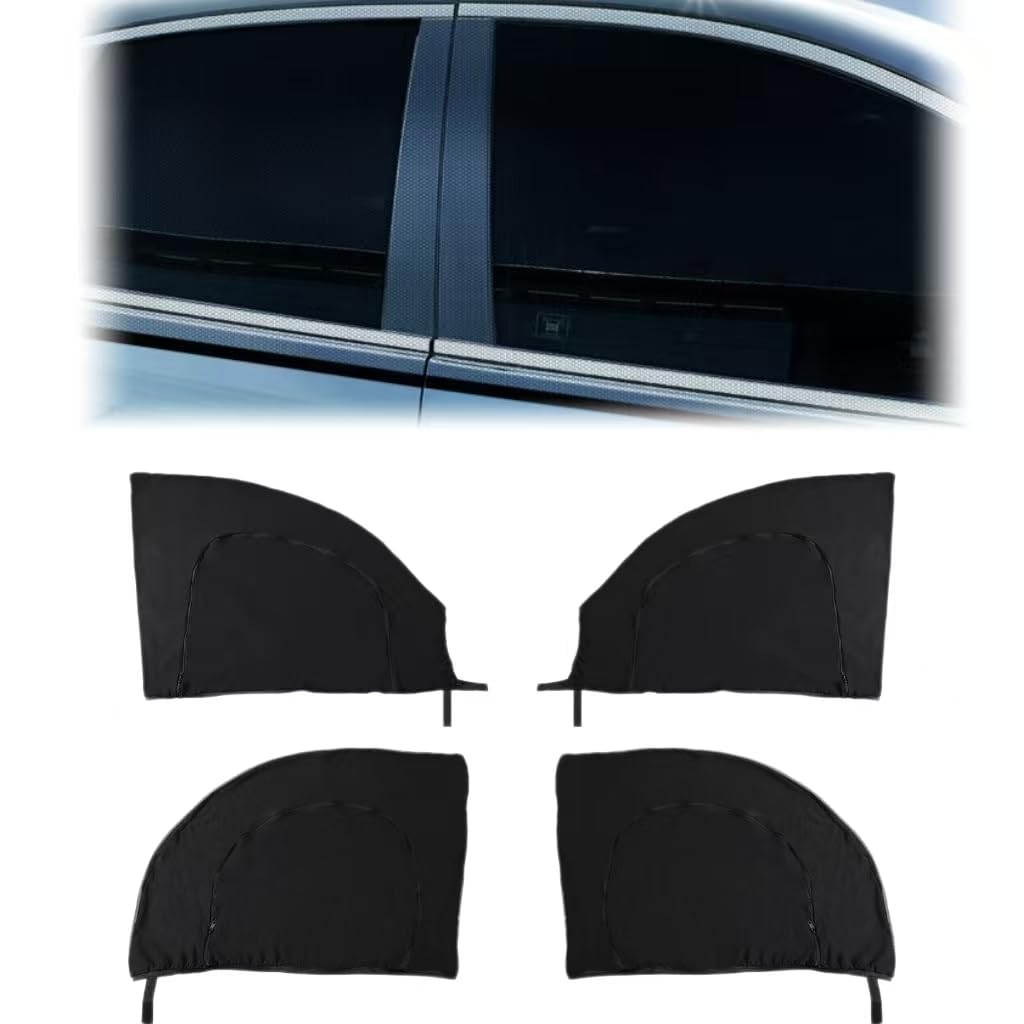 QIZUN 4 PCS Car Side Window Sunshades for Audi Q4 etron F4B 2021-, Dual Layer Mesh Window Shades with Privacy Zipper Breathable Bug Screen