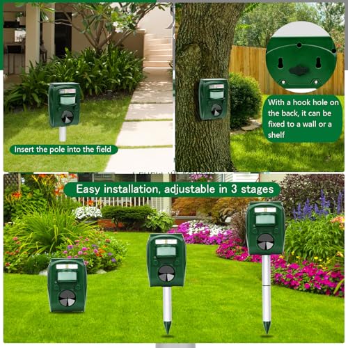 ANIREPUR Cat Repellent, Ultrasonic Solar Powered Animal Deterrent for Garden, Pigeons, Birds, Dogs, Cats, Mice, Foxes, 5 Adjustable Modes - Image 4