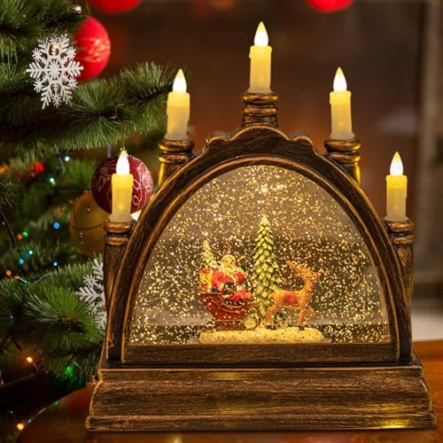 Globo de nieve navideño iluminado y linterna LED con purpurina para decoración de casa 3