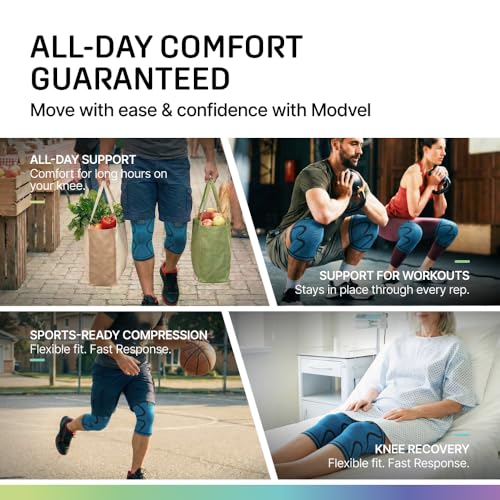 Image of Modvel 2 Pack Knee Brace for Women - Knee Support for Walking, Knee Compression Sleeves for Pain Relief, Knee Sleeves for Women, Knee Brace for Sports, Workouts & Arthritis