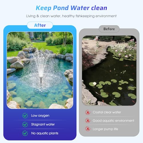 Image of Antfraer 660GPH Pond Filter with RGB Auto-Cycle LED Lights - Built-in 40W Pump & 3-Stage Pond Filters for Outdoor Ponds, Koi Fish Ponds, Garden Fountains, Waterfalls & Aquariums (Corded Electric)