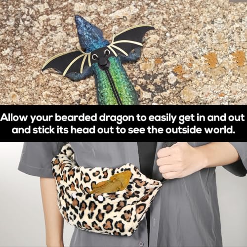 Image of Bearded Dragon Backpack and Leash with Wings, Leather Adjustable Lizard Leash Reptile Carrier Harness Pet Reptile Backpack with Wing Accessories for Outdoor Walking Travel Rest