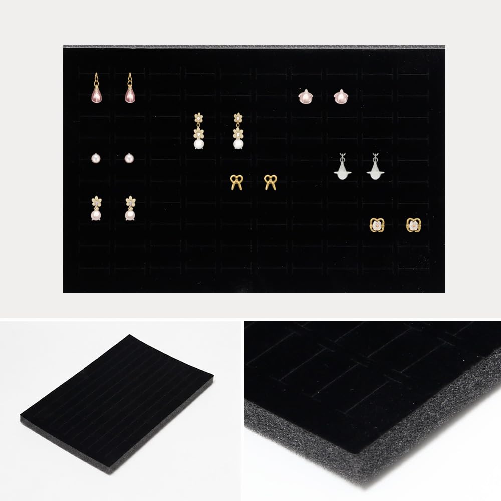 8Mousse Pour Boîte À Bijoux Éponge Tapis Boîte À Bijoux Tampon D'Insertion | Rangement de Boucles D'oreilles Insert en Velours Noir pour Bagues Boucles D'oreilles Petits Bijoux Rangement