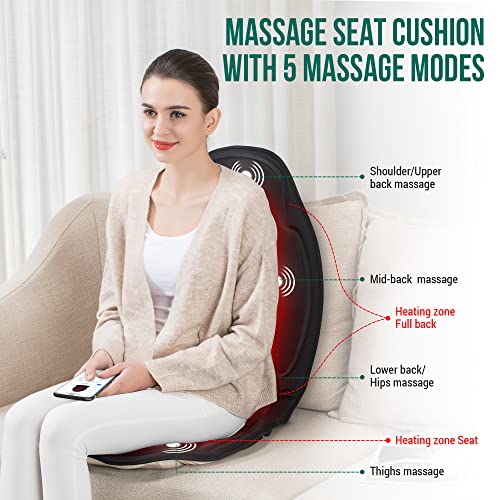 Image of Snailax Vibration Massage Seat Cushion with Heat, Back Massager, Massage Chair Pad with 6 Vibrating Motors and 2 Heat Levels, Chair Massager for Home Office Use(Black)