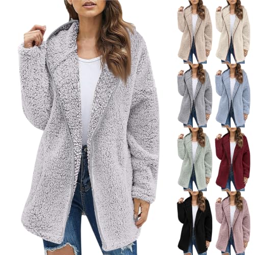 Sherpa Jacket Women Shearling Blanket Blanket Hoodie Full Zip Jacket Coat - image 1