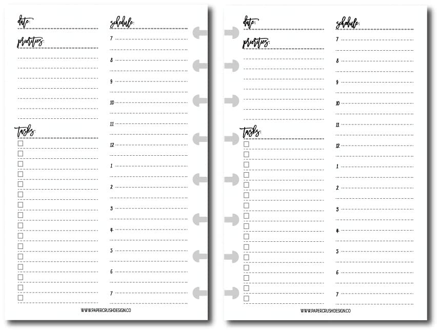 Daily Planner Refill Pages for Disc Notebook, Undated Day
