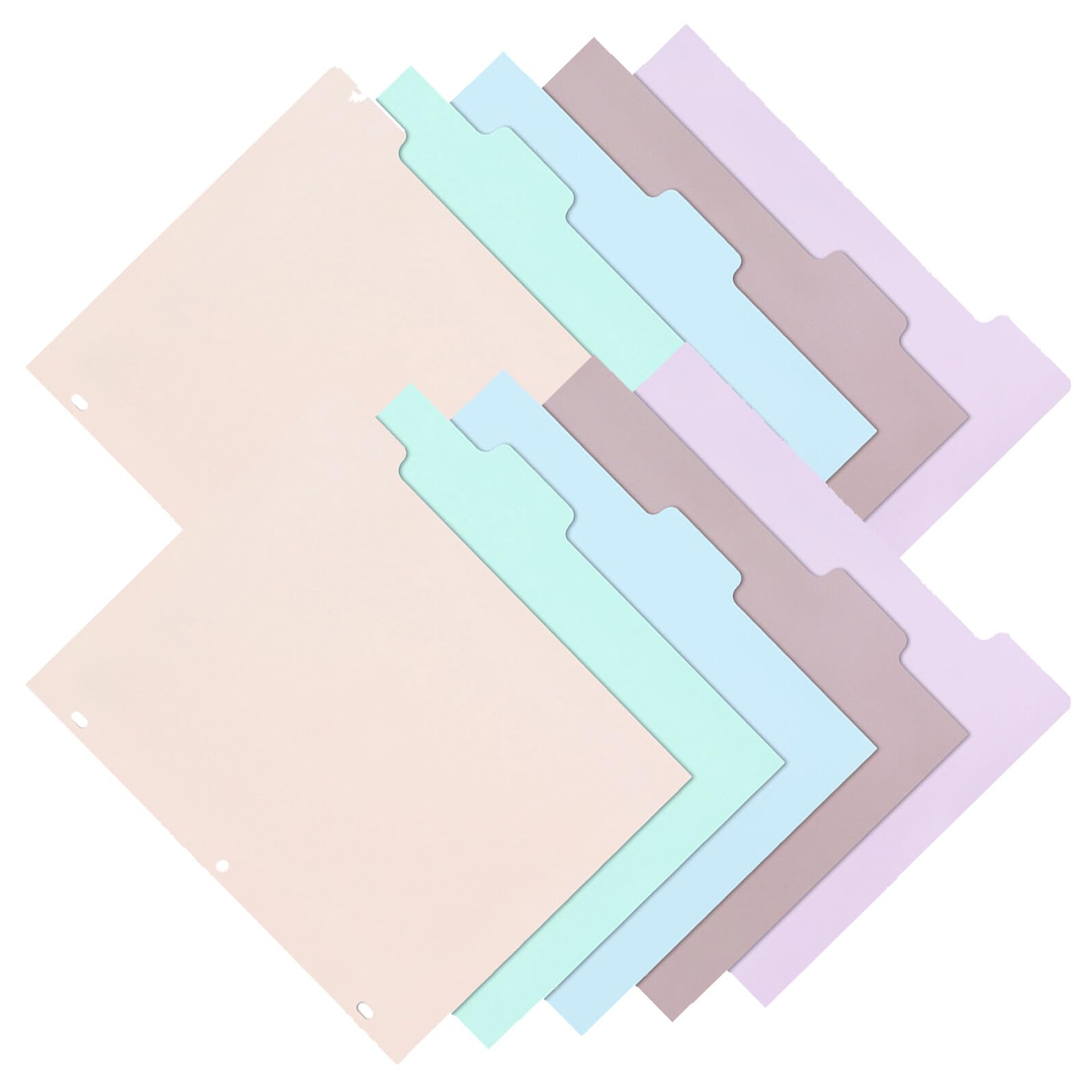 20 Fogli Divisori per Raccoglitori A4 a 3 Fori con Linguette di Plastica Inseribili Inserti per Indici di Carta con Separatori Colorati per Planner Diario di Viaggio e Uso