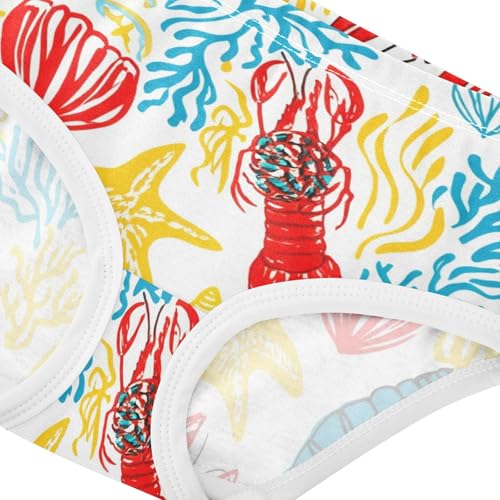 Colorful Lobsters Coral Starfish Toddler Girls Underwear 2t Cotton Little Girl Panties Bright Kids Briefs Undies4