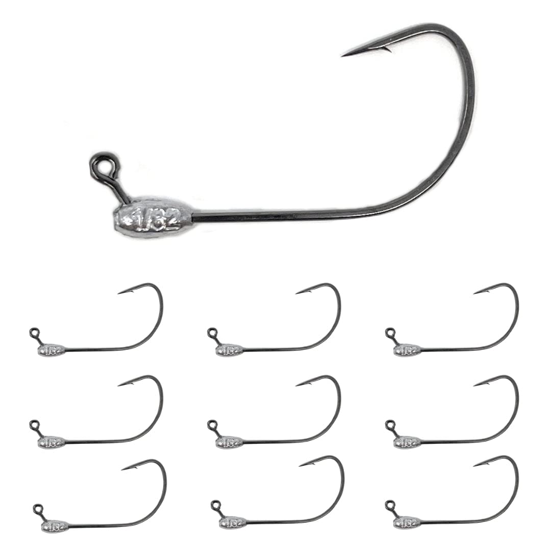 Reaction Tackle Tube Jig Heads for Bass Fishing - Tube Bait with Size Stamped on Jighead for use with Hollow Body Fishing Lures (10-Pack)