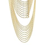 Femtindo 12PCS Gold Stainless Steel Chain,1.5MM Necklace Chains for Jewelry Making,Small Chains for Making Necklaces in Bulk (12PCS-18INCHES-18K GOLD PLATED)