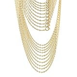 Femtindo 12PCS Gold Stainless Steel Chain,1.5MM Necklace Chains for Jewelry Making,Small Chains for Making Necklaces in Bulk (12PCS-18INCHES-18K GOLD PLATED)