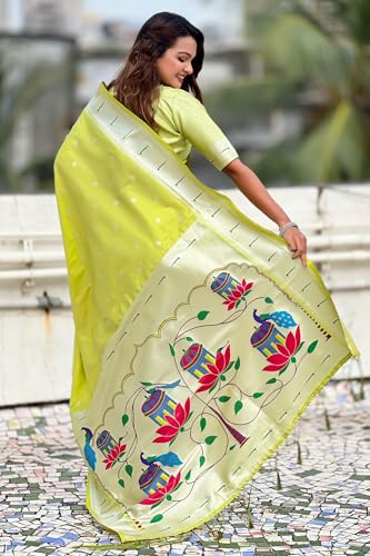 Image of SGF11 Women's Paithani Soft Lichi Silk Kanjivaram Sarees With Blouse Piece