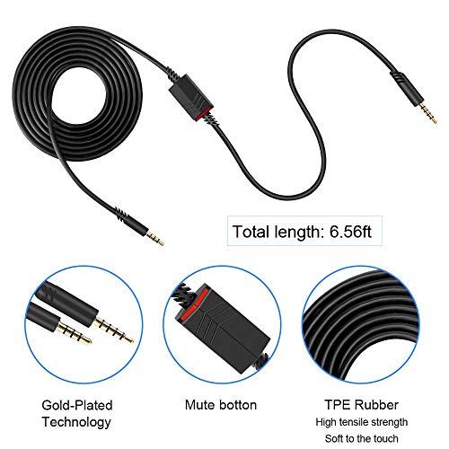 Cable compatible con Astro A40 de 2m con control de volumen cable de silencio en línea 5