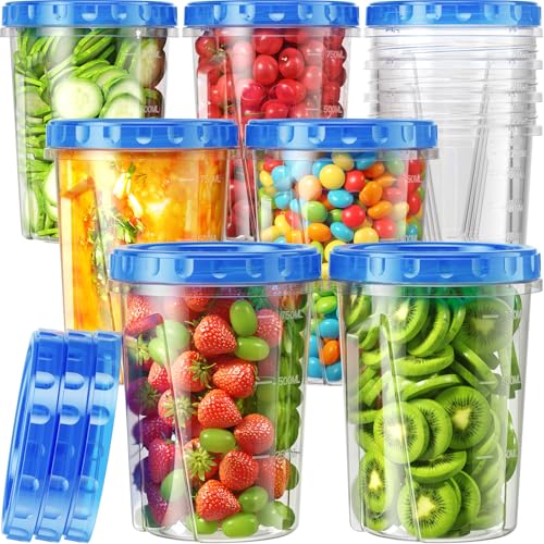 Canfanni 10 Pack-33oz Freezer Storage Containers Set Plastic Food Storage Containers with Twist Top Lids BPA Free Stackable Soup Containers for Overnight Oats/Salad/Leftover/Soup/Ice Cream