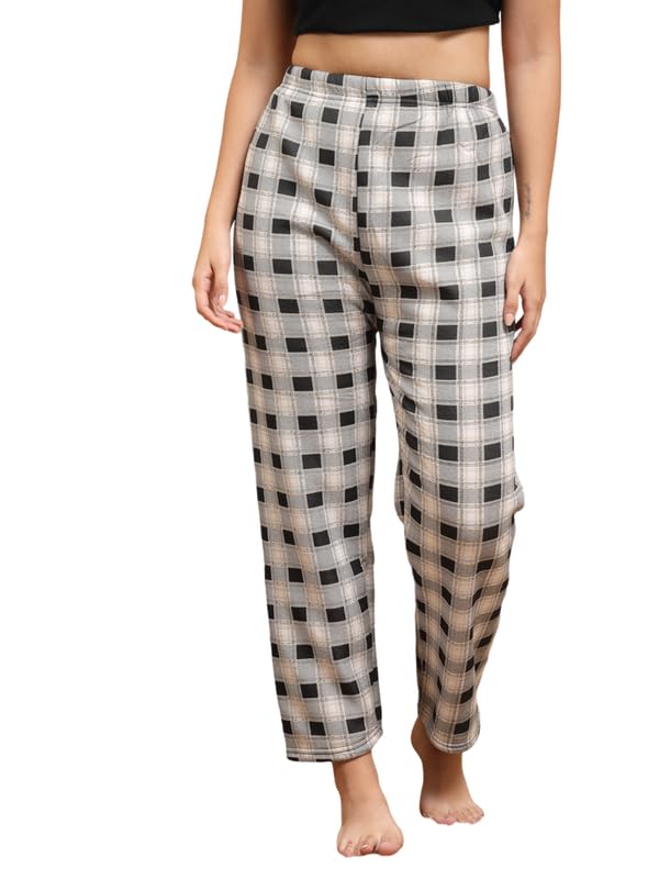 neudis Women's Pink Checkered Fleece-Lined Lounge Pants-picture-12