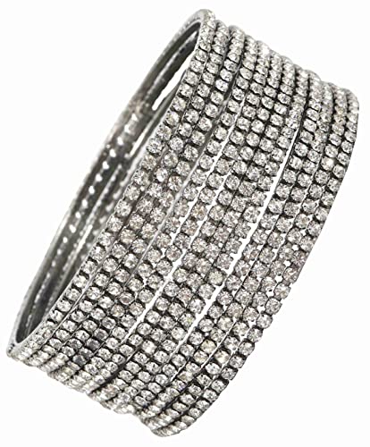 Women's Sleek Bangle Set with Zircon Gemstones