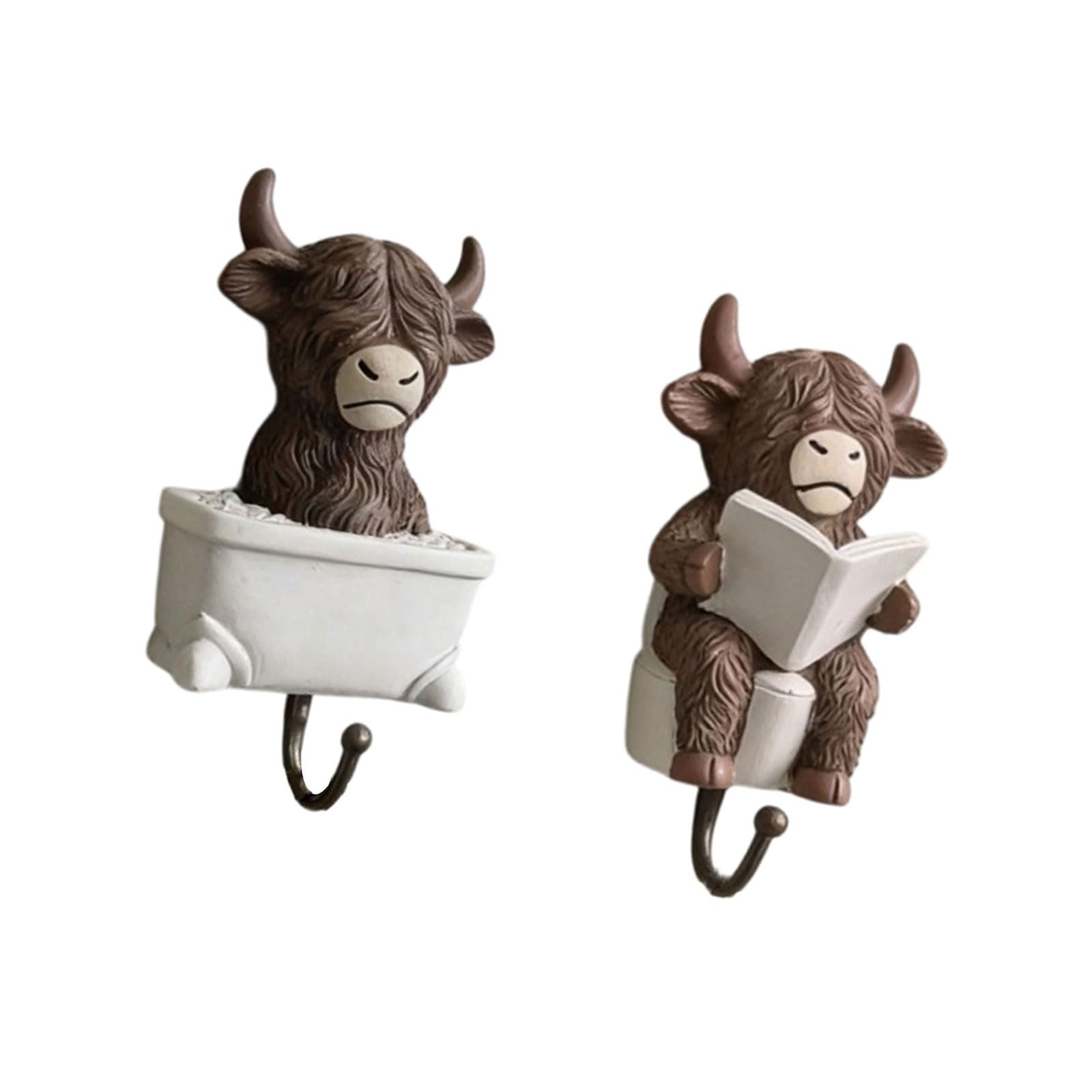 Msioytog A Decorative Resin Highlands Cow Hook Space Saving Bathroom Organizers For Bathroom Storage Nd Farm Themed Home Decors Odd Bath Ccessories