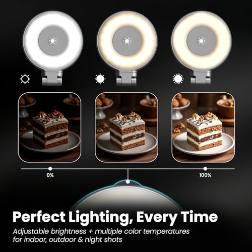 Image of Portronics Oria Type-C Rechargeable Magnetic Clip-On Selfie Light with Mirror & Stand, Adjustable Brightness & Color Temperature, Multi-Angle, Includes Metal Ring, for Selfies, Video Calls & Reels