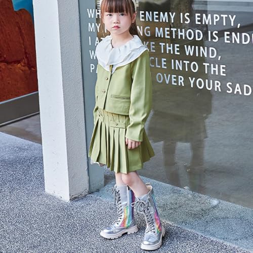 TangDao Girls Knee High Boots with Side Zipper Lace-up Sparkly Riding Shoes Girl's Waterproof Fashion Dress Princess Shoes Girls Leather Tall Winter Boots3