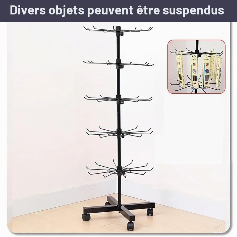 NEWFUN Présentoir Rotatif en Métal à 7 Niveaux,Rotation à 360°, Métal Support Roulette Tournant Pour Articles a Bijoux Chaussette Carte, Adapté Aux Bijouteries et Magasins de Détail