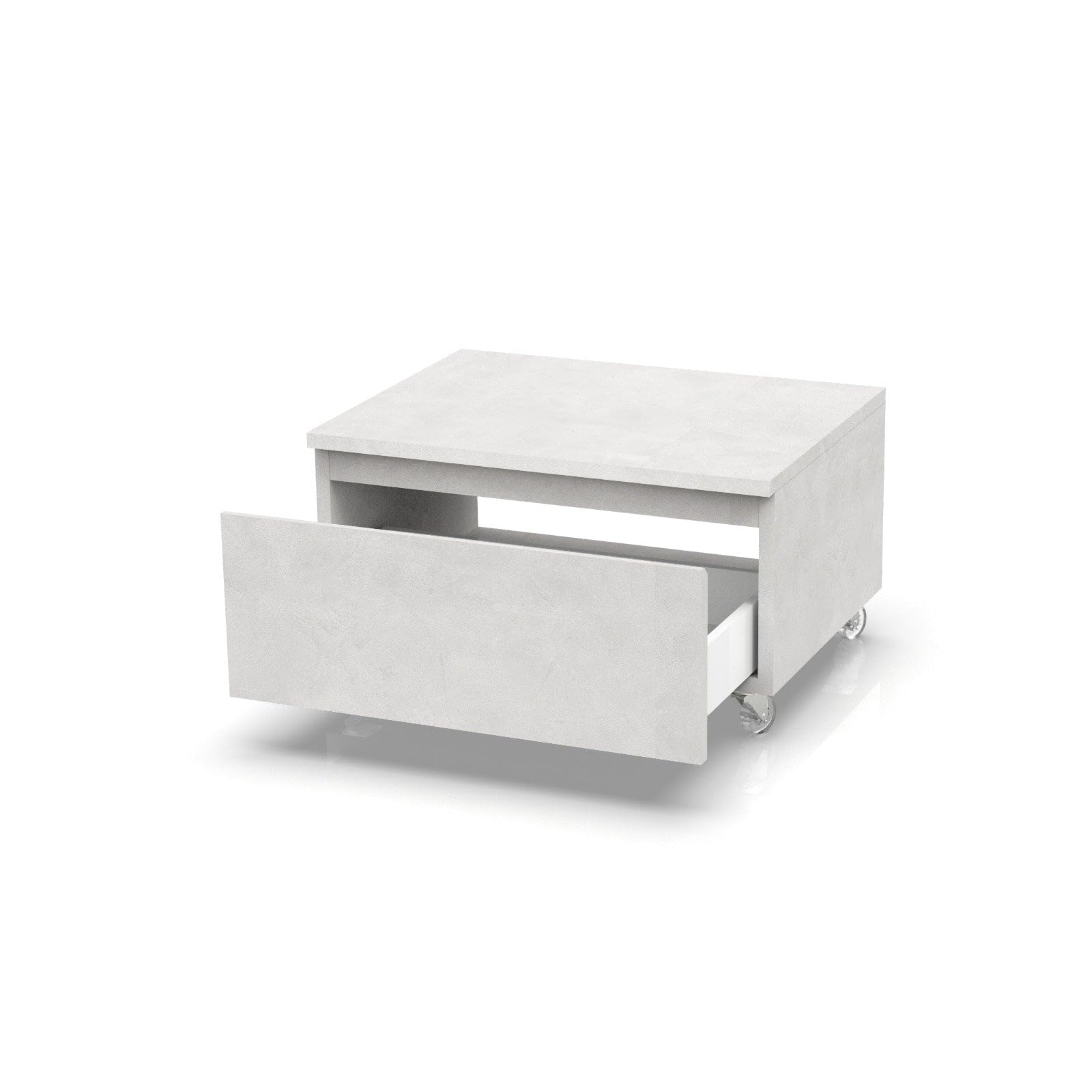 AQA DESIGN accessori casa cassettiera, nr1 cassetto con scorrimento e chiusura soft close, maniglia a gola, nr4 ruote piroettanti, Made in Italy - Bianco - 120x45x32 cm