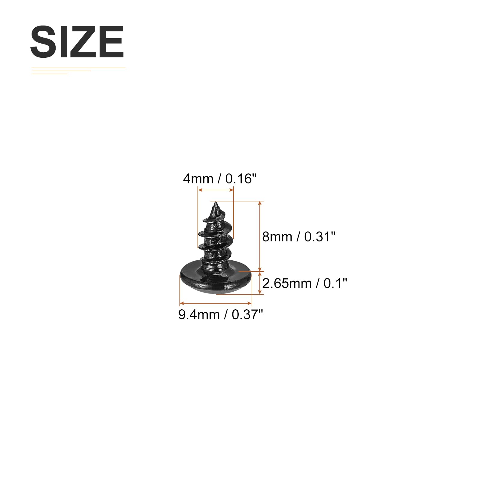 DTGN M4x8 Sheet Metal Screws - 125 Pack - for Wood Furniture - Carbon Steel Phillips Truss Head Self Tapping Tip Wood Screws - Black - Image 2