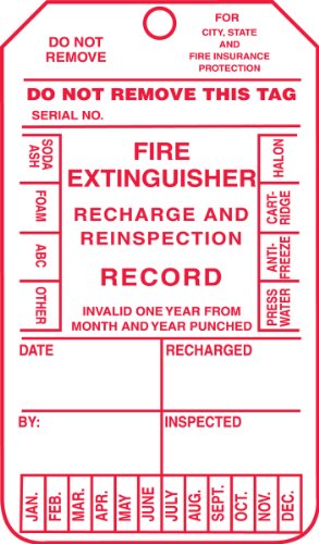 Accuform Signs MGT210CTP Fire Extinguisher Tag, Legend
