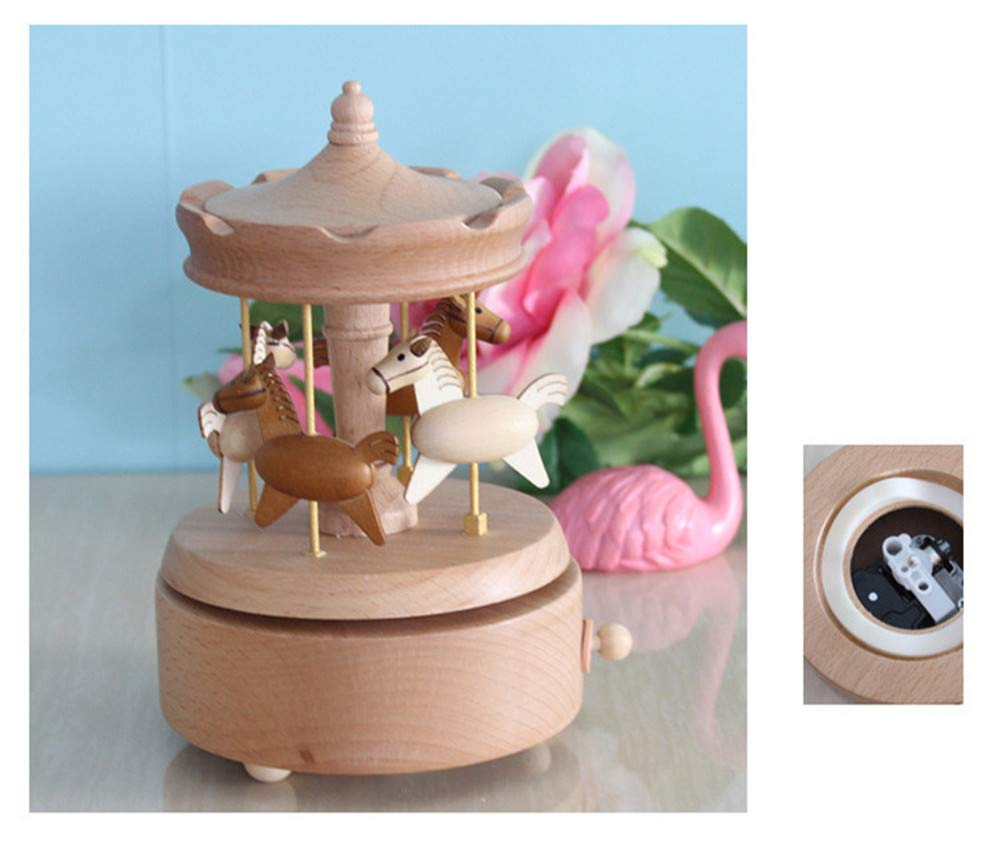 Escenarios Innovadores Caja de Música de Madera, Primo Creativo manivela de Madera artesanías Caja de música Mejor Regalo y Decoraciones Idea para Cumpleaños, Navidad - Merry-Go-Round