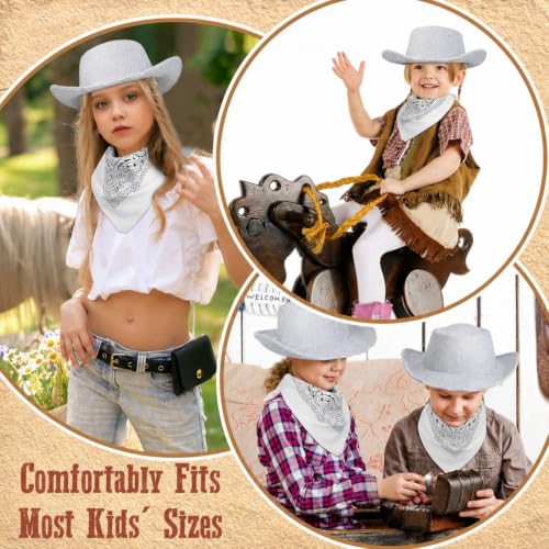 Image of Coume 24 Pieces Cowboy Hats and Bandanas, Glitter Silver