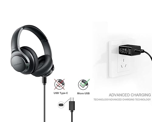 Miniatura 3 de Cable cargador de auriculares con cancelación de ruido para ZIHNIC, Soundcore Life Q20, iJoy versión antigua, MUSICOZY, TUINYO, OneOdio A70, A11,