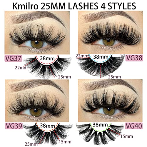 Lashes 25Mm Fluffy Mink False Eyelashes Long 20 Pairs Dramatic Thick 3D 5D Faux Mink Lashes 4 Styles 25 Mm Wispy D Curl Volume Fake Eyelashes Pack, By Kmilro #TOP1