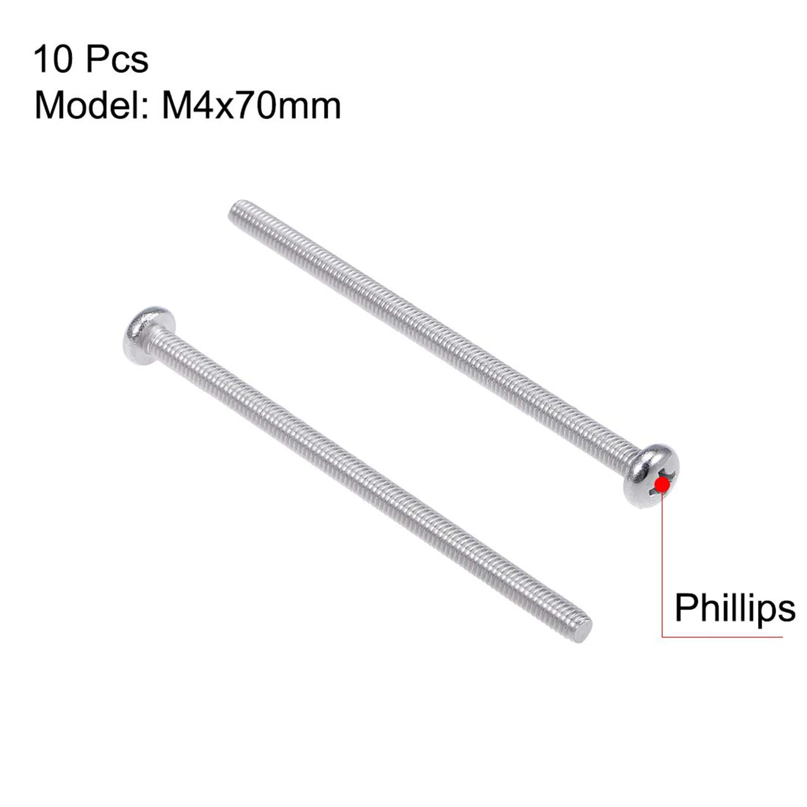 MACHSWON M4x70mm Machine Screws Pan Phillips Cross Head Screw Round Head Cross Screw Fasteners Bolts 10Pcs - Image 2