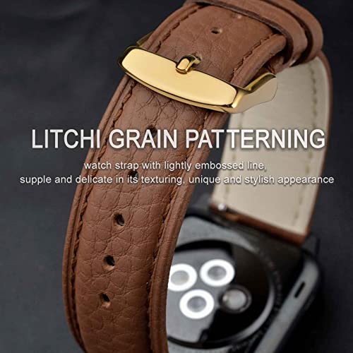 Image of ANNEFIT Watch Band 20mm, Quick Release Textured Padded Leather Straps with Gold Buckle for Men and Women (Brown)