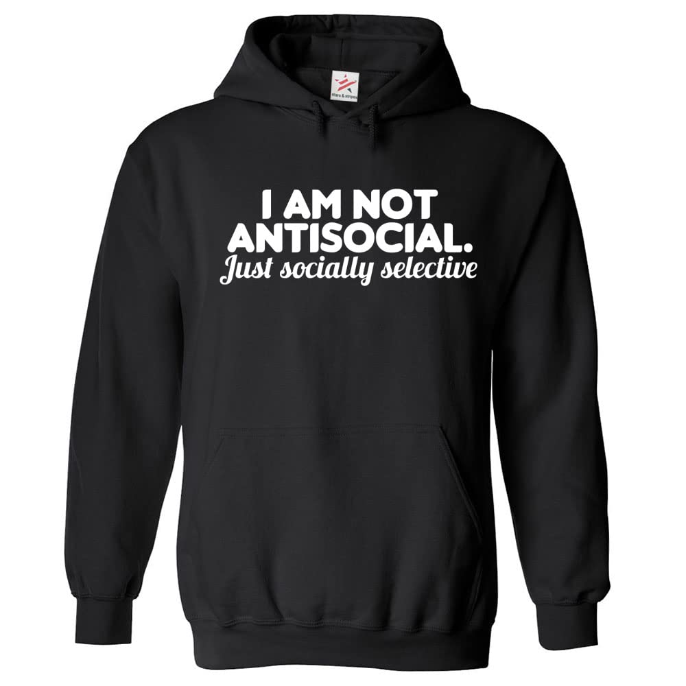 Stars And Stripes Men's Black I Am Not Antisocial Just Socially Selective Classic Unisex Adults Pullover Hoodie (L, )