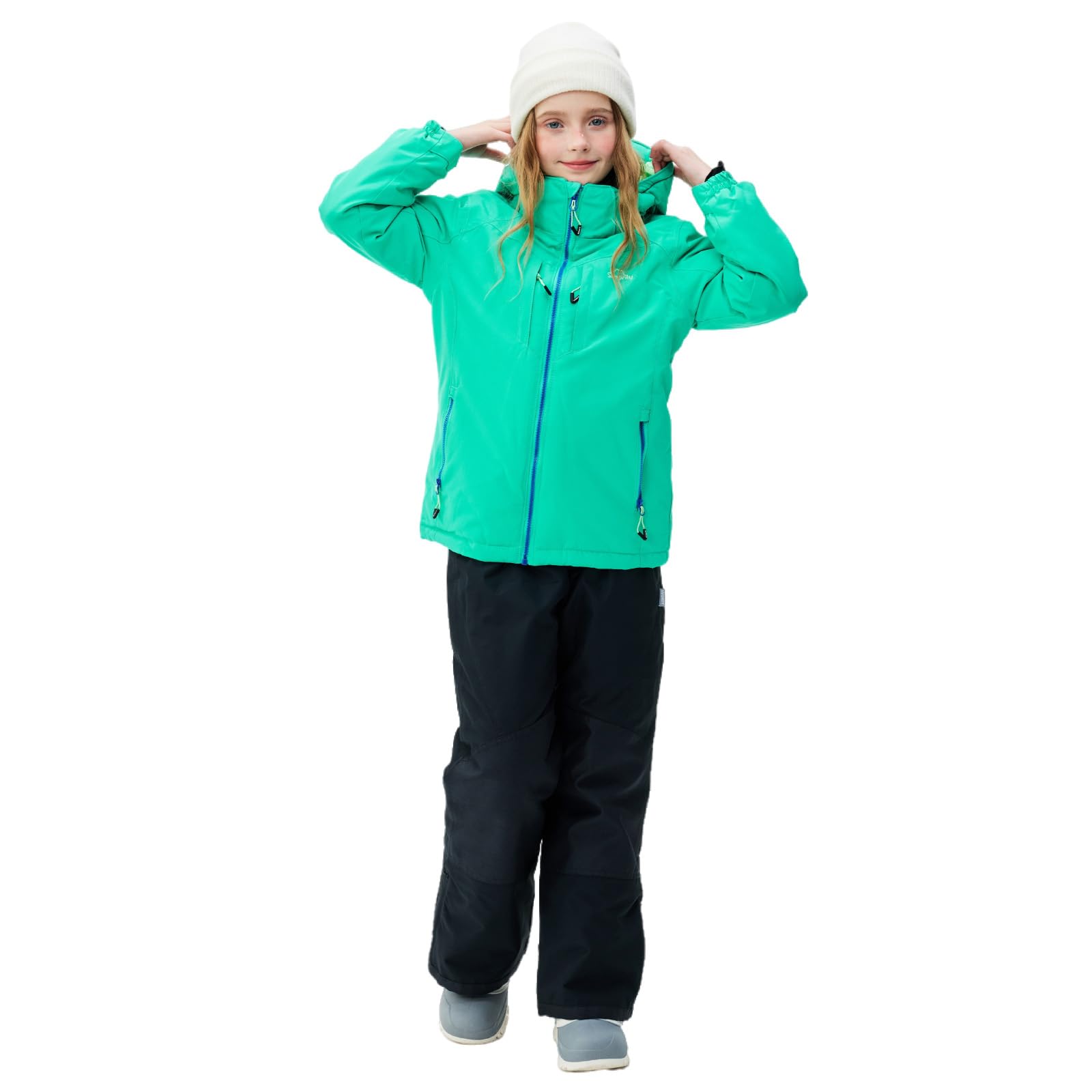 SMONTY SNOWER Tuta da Sci per Bambine con Cappuccio Staccabile, Completo da Sci, Super Caldo, Tuta Invernale per Bambina, Ragazza, Neve, Freddo, Impermeabile, Montagna, Sport Invernali, Regalo
