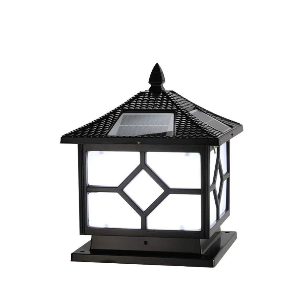 Zewnętrzne Lampy Słupkowe, Wodoodporne Ip65, Solarne, Retro, Zewnętrzne, Szklane, Latarnie, Słupki, Aluminiowe, Zewnętrzne, Słupki Oświetleniowe, Oświetlenie Patio W Styl(Ciepłe Światło_H-33Cm)