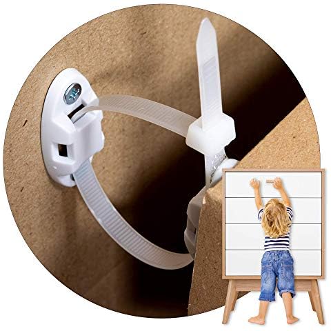 Inaya 12 Pack Furniture Anchors for Baby Proofing, Bookshelf Anchors to Wall, Dresser Wall Safety Anchor，Heavy-Duty Anti-Tip Furniture Straps for Cabinets, Closets, Bookshelf and TVs Cover